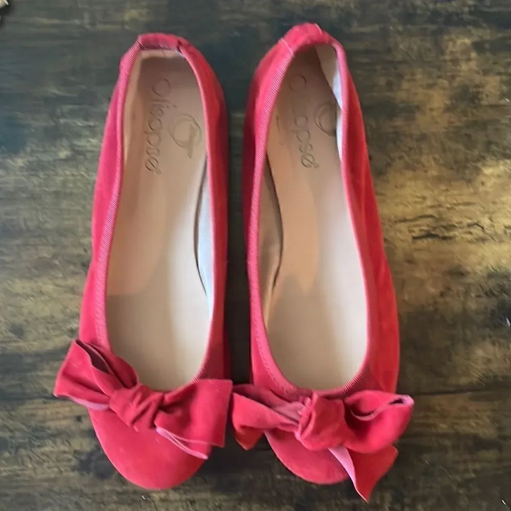 Otisopse Suede Red Bow Flats size 39/9 Made in Italy